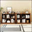Bibliothèque à 6 cubes, tablette horizontale basse de 101,6 cm de large avec bord arrondi, bibliothèque en bois à 2 niveaux pour la décoration intérieure