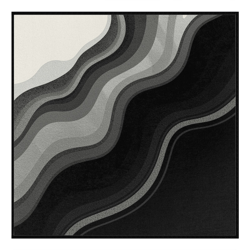 Machine Washable Peksenak Modern & Contemporary Ombre Rug in Gray – Black Binding, 6' Square