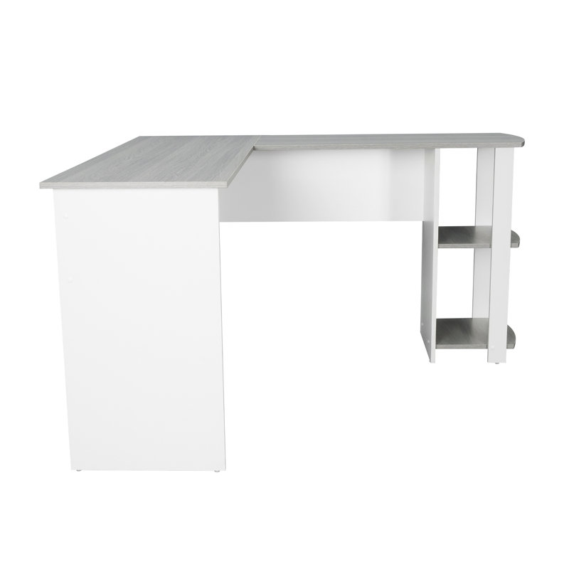 Bureau moderne en L avec tablettes latérales