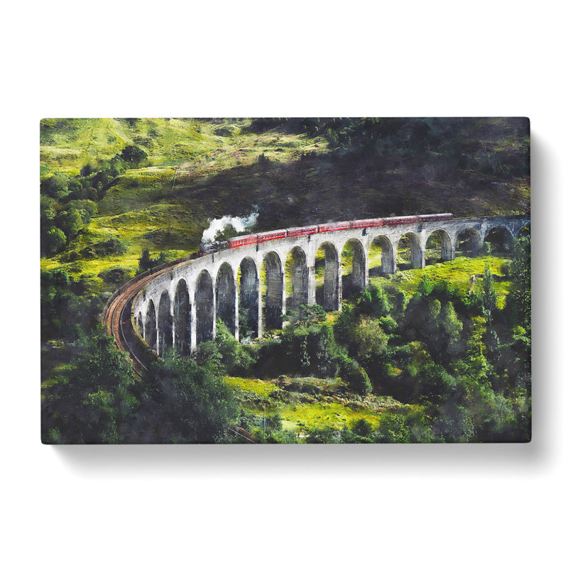 Steam Train In Scotland Abstract - Wrapped Canvas Painting, 35cm H x 50cm W x 3cm D