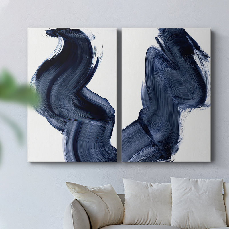 «Passing Waves» - Toile tendue avec châssis de qualité supérieure - Prêt à être accroché, H 60 po x l 40 po