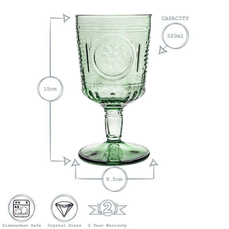 Romantic Wine Glasses - 320ml, 12, Green