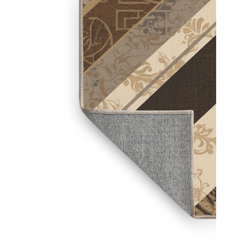 Machine Washable Marvale Golf Club Ball Classic Oriental Rug in Gray – Beige Binding, 2x4