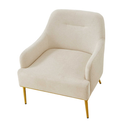Modern Accent Chair Upholstered Armchair Single Sofa Chair With Curved Backrest And Gold Metal Legs For Living Room, Bedroom Or Reading Corner