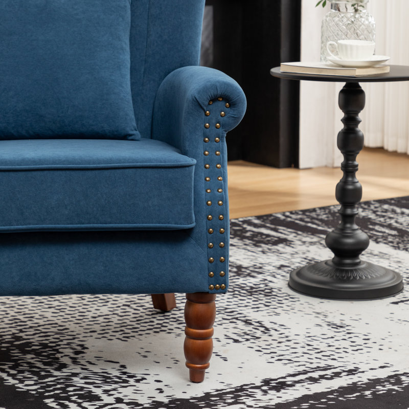 Antwanae 29" Wide Armchair with Wingback, Royal Blue Velvet