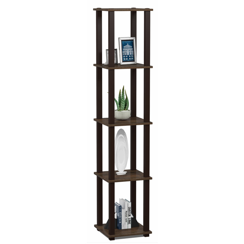 Étagère à livres en plastique H 57,7 "x l 11,6" Delyth, Noyer / tube carré brun