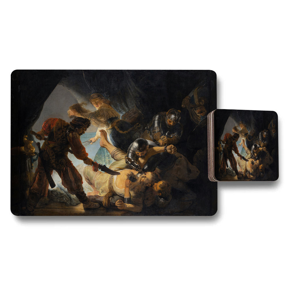 Classic Battle Scene Placemat And Coaster Set For Dining