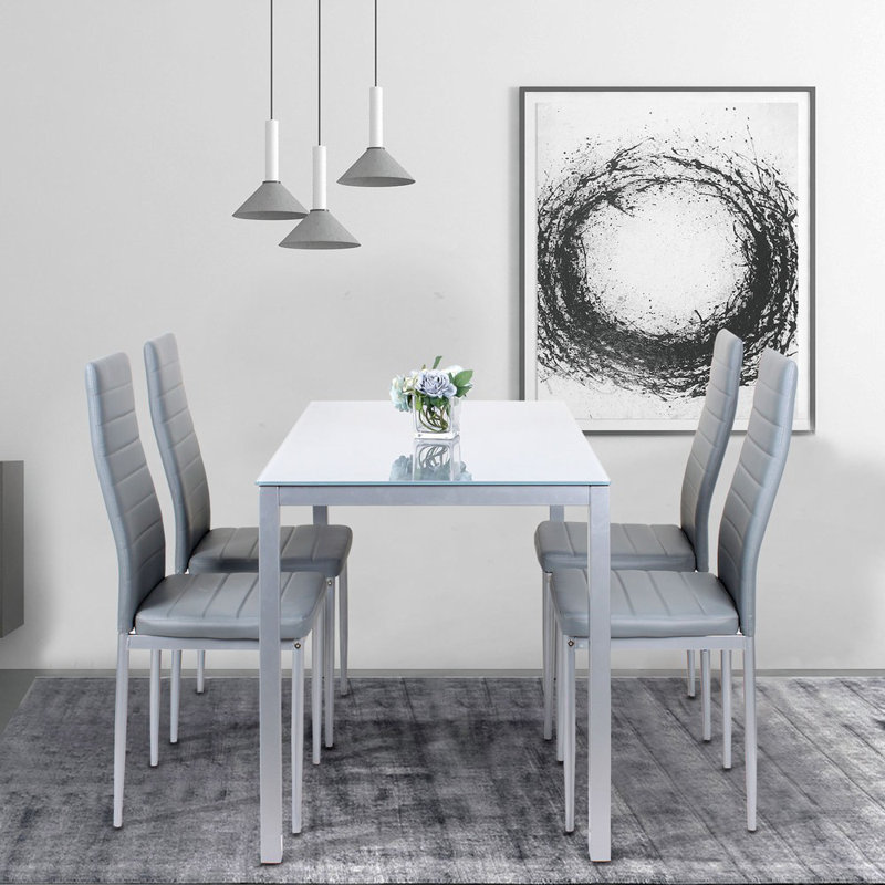 Rakestraw 4 - Person Dining Set, Grey, Grey