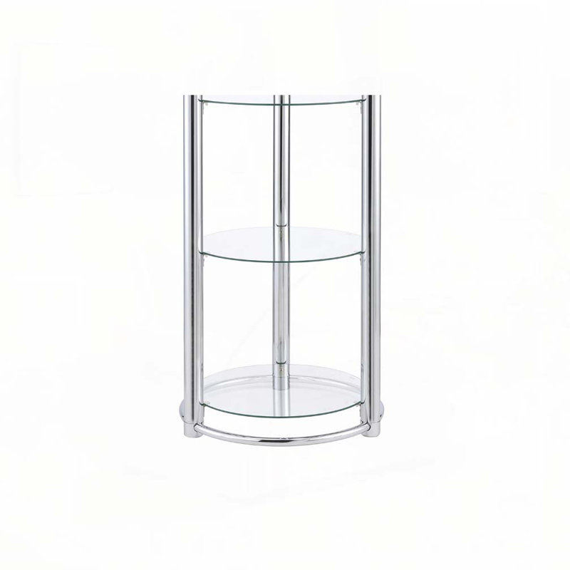 Tablette triangulaire en verre trempé / cadre chromé