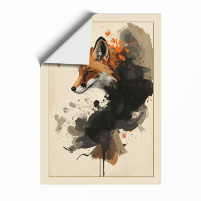 Fox in Ink Japandi - Framed Print