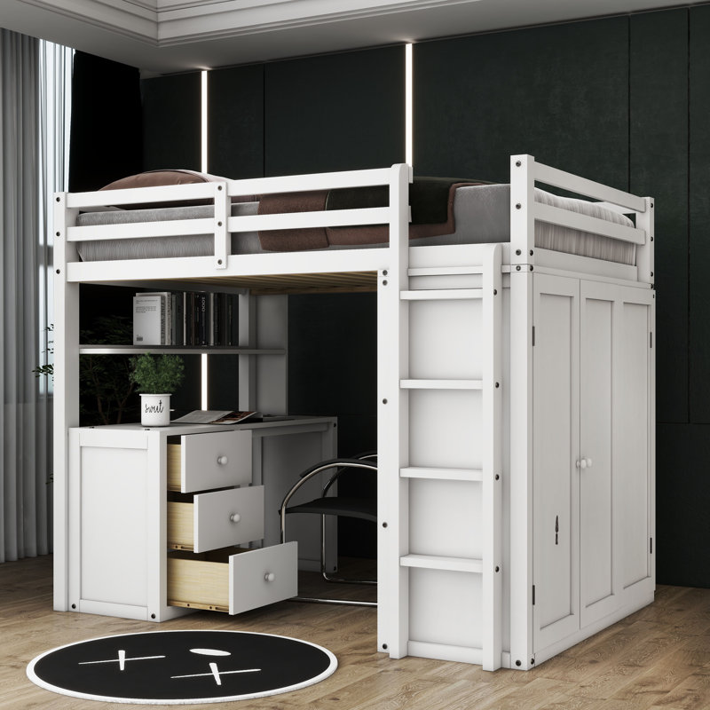 Eglinton Kids Full Loft Bed with Drawers