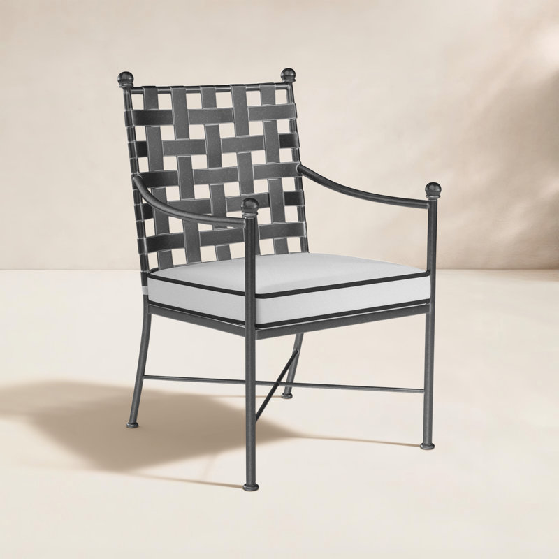 Fauteuil de salle à manger avec coussin Lucier, Toile Sunbrella® naturel
