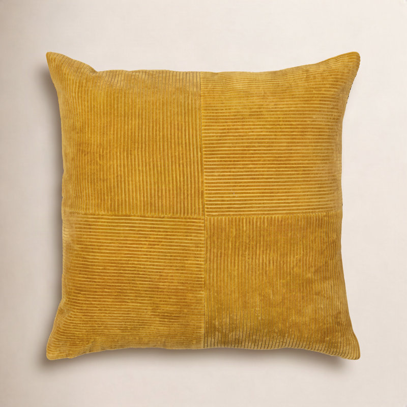 Coussin en polyester Selma, 18 po x 18 po, Moutarde
