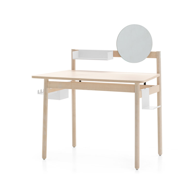 Ens Desk with Wooden Top, Bleached Beech, Bleached Beech