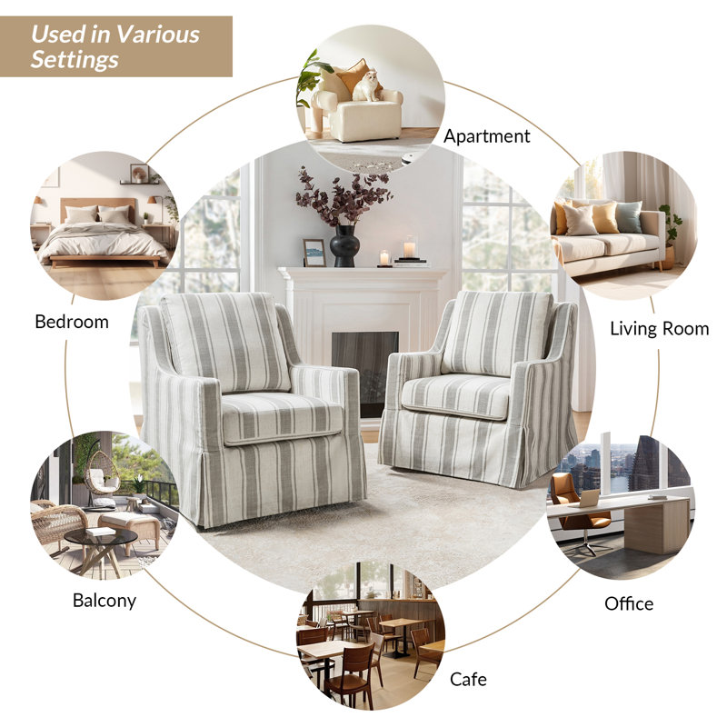 Fauteuil à bascule pivotant en polyester 29,5 po Wimberly, Bande de polyester
