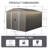 8x10ft Outdoor Metal Shed, Gray - Galvanized Frame, Weather- Panels, Easy Build Process With Anchor And Hook Shelf Lock Gloves Sliding Door Padlock Punched Vents Iron Vents, Access-117994301