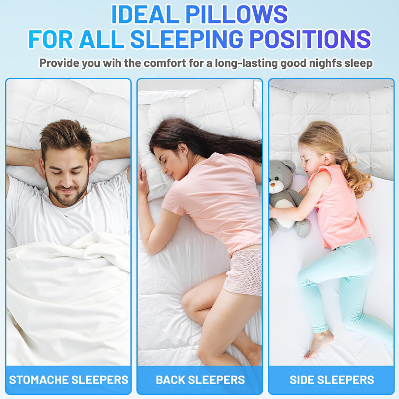 Fluffy Support Bed Pillow, Super Soft Premium Down-Alternative Filling for Sleeping, Luxury Hotel Quality Bed Pillows for Side Sleeper