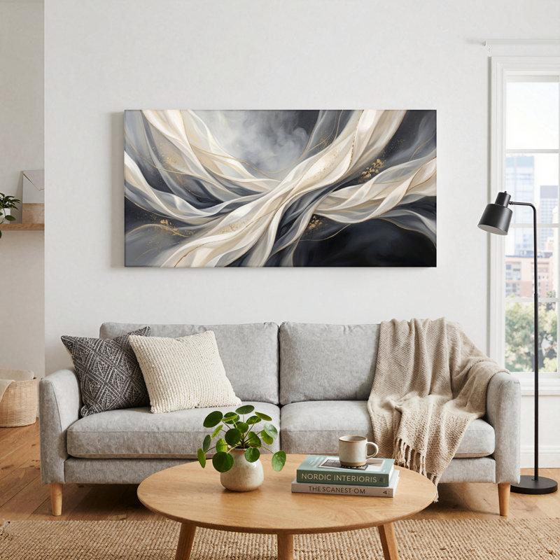 Ensemble de 1 tableau abstrait sur toile, 40“W x 20”H, Wrapped Canvas