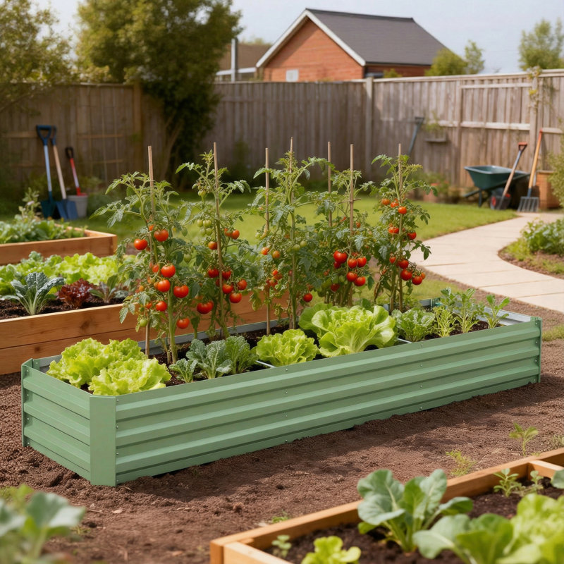 Grande jardinière surélevée galvanisée 8x2x1ft, Vert