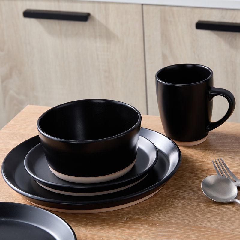 Stone Lain Jules 32-Piece Dinnerware Set Stoneware, Black