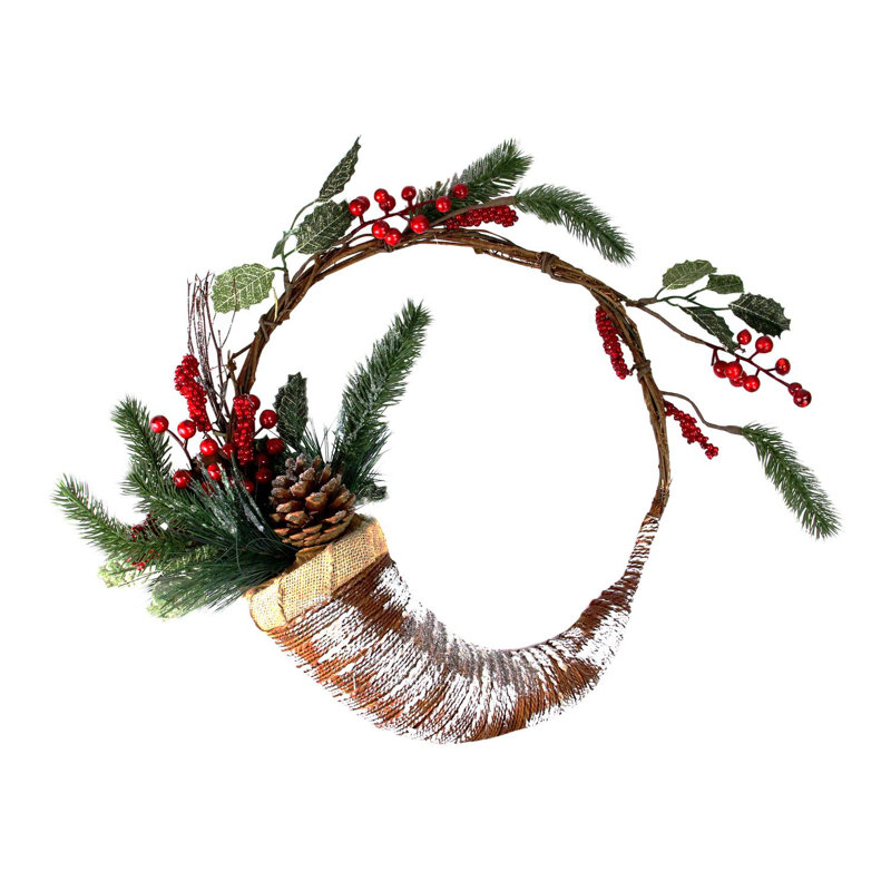 Couronne de Noël artificielle givrée Cornucopia - 14 pouces non éclairée