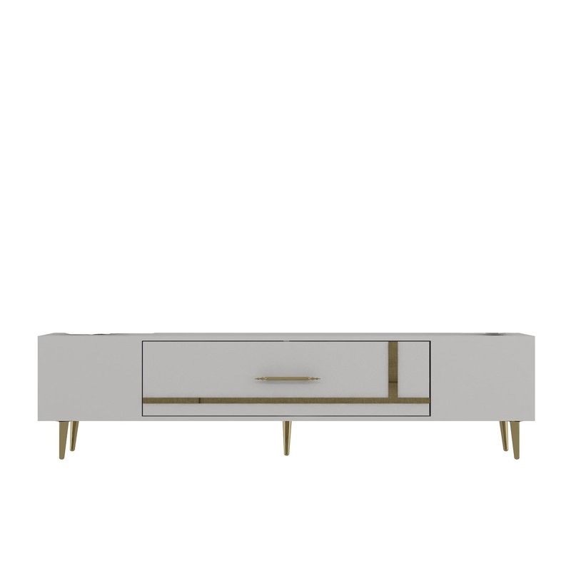 Olivia Unfinished TV Stand, 150cm, White/Gold