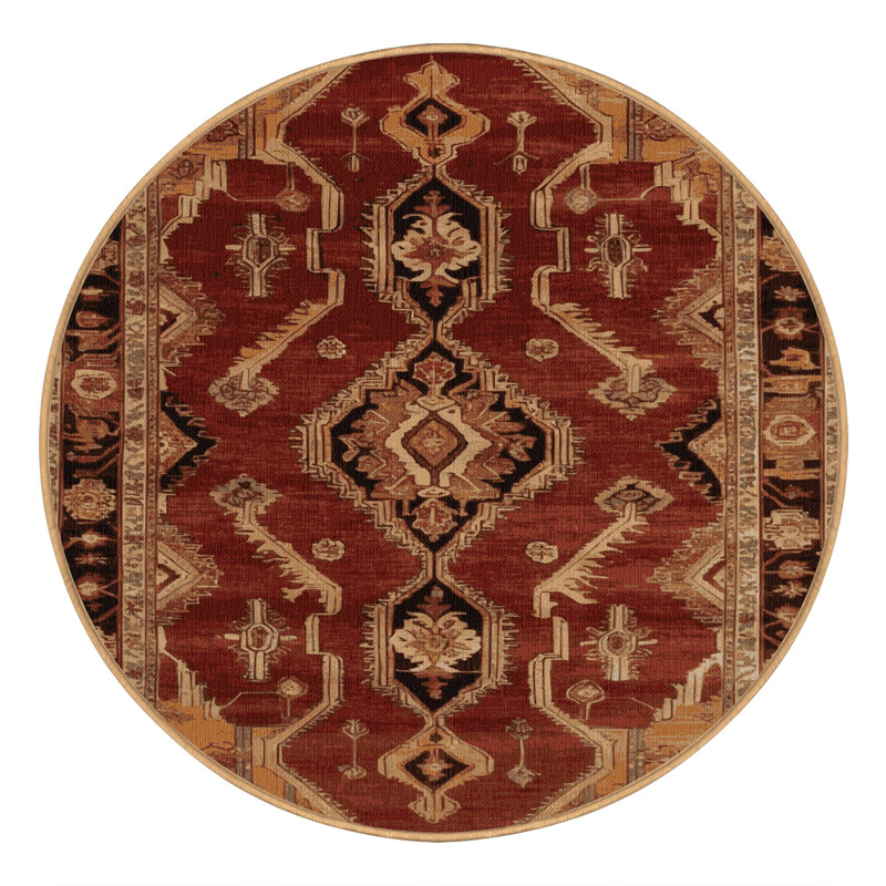 Tapis brun lavable à la machine, Rond 3 pi