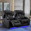Fauteuil inclinable électrique en cuir avec lumières DEL et porte-gobelets Aguilera-1844365668