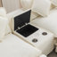 Canapé modulaire en chenille de 111 po avec deux repose-pieds amovibles, deux ports USB, deux porte-gobelets et une boîte de rangement-1590298752