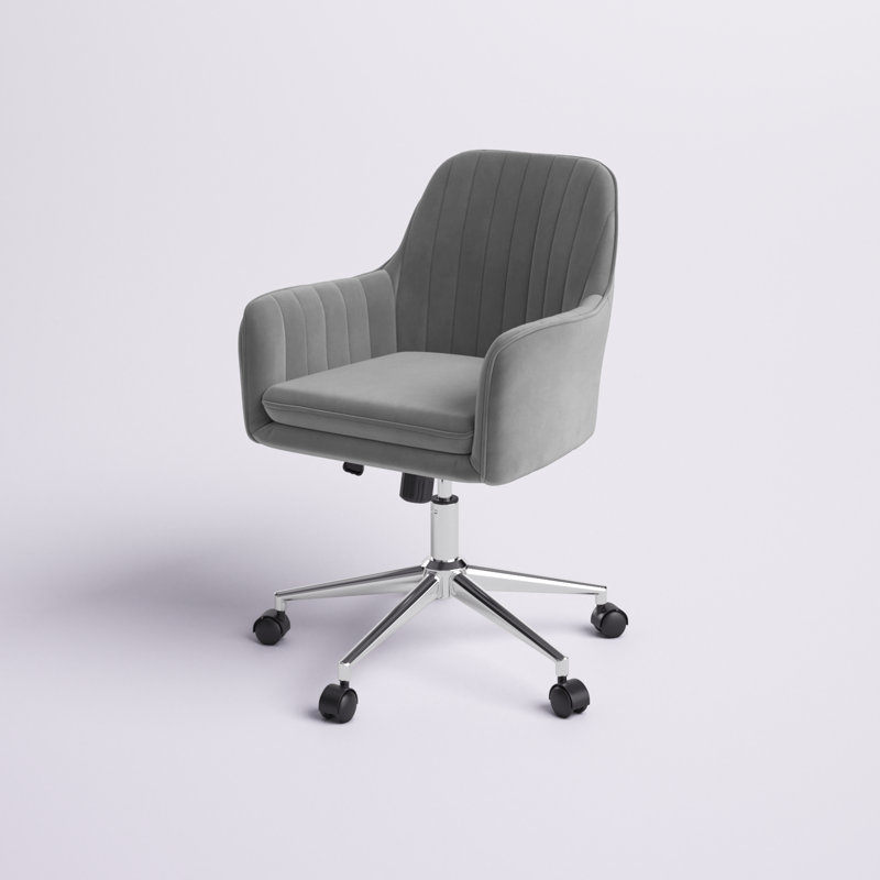Chaise de travail en velours Trouville, Gris