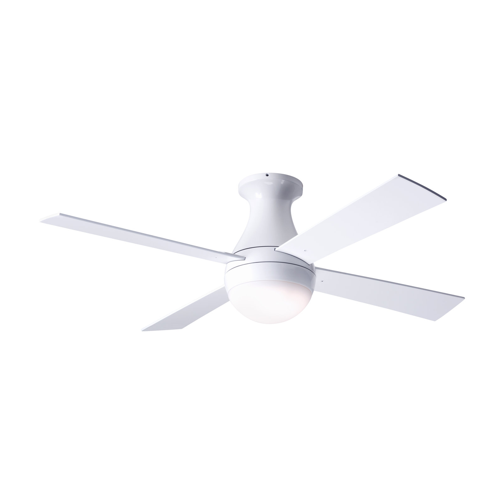 Ball 42'' 4 Blade Ceiling Fan with LED Light Kit, Brushed Aluminum, White, Handheld Remote Control (2-wire)