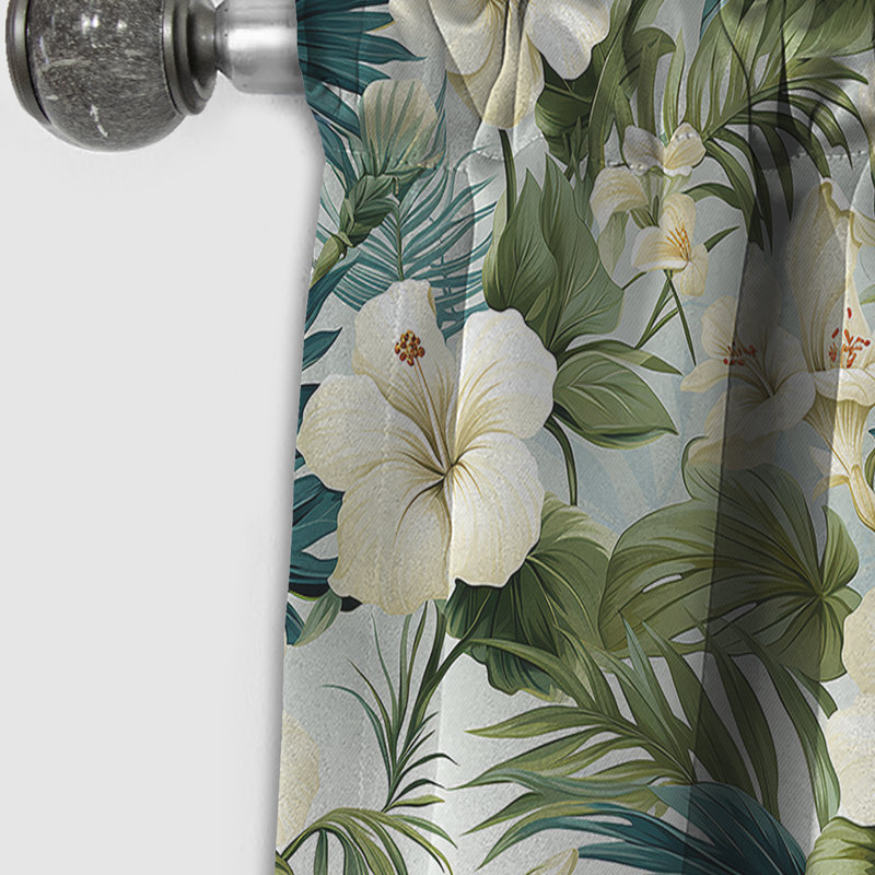 Neutre Oasis Iii motif tropical I - Rideau floral - Rideau occultant floral - 1 panneaux, L 52 po x L 95 po