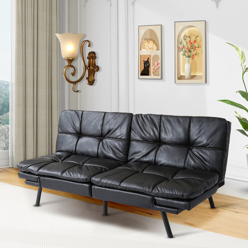 Jayciana Upholstered 42'' Reclining Sofa,  Black Faux Leather