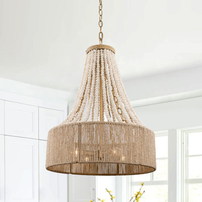 Lustre empire perlé à 4 lumières à intensité variable 18 po Boho