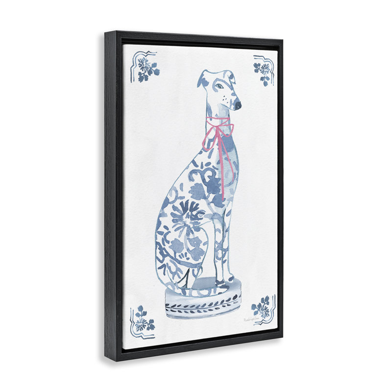 Cadre flottant Statue de chinois Chinoiserie, design par Mercedes Lopez Charro, H 31 po x l 21 po