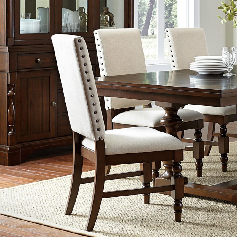 Dark Oak Finish Wooden Dining Chairs Set of 2