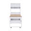 Buffet compact 33,5 x 15,7 x 69 pouces avec huche et table de salle à manger pliable, armoire multifonctionnelle avec tablette de rangement et crochets latéraux pour petits espaces, studio, appartement, naturel