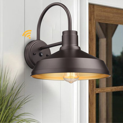 Dusk To Dawn Gooseneck Barn Light – Oil Rubbed Bronze Outdoor Wall Sconce, Farmhouse & Rustic Style, Anti-Rust Exterior Fixture, 1-Pack
