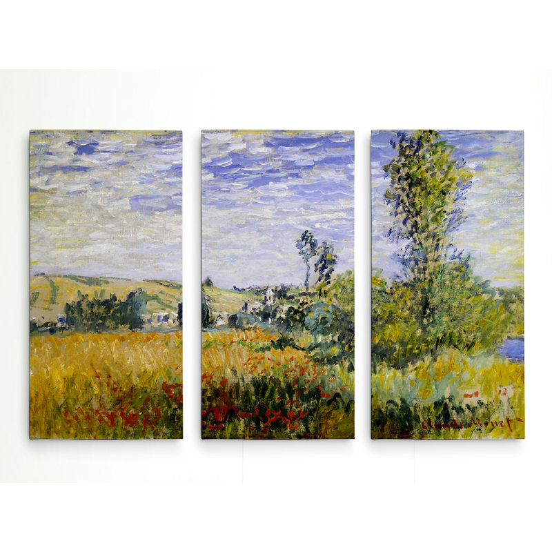 A Premium «Landscape at Vetheuil» par Claude Monet, reproduction d'art sur toile, H 32 po x l 48 po x P 1,5 po