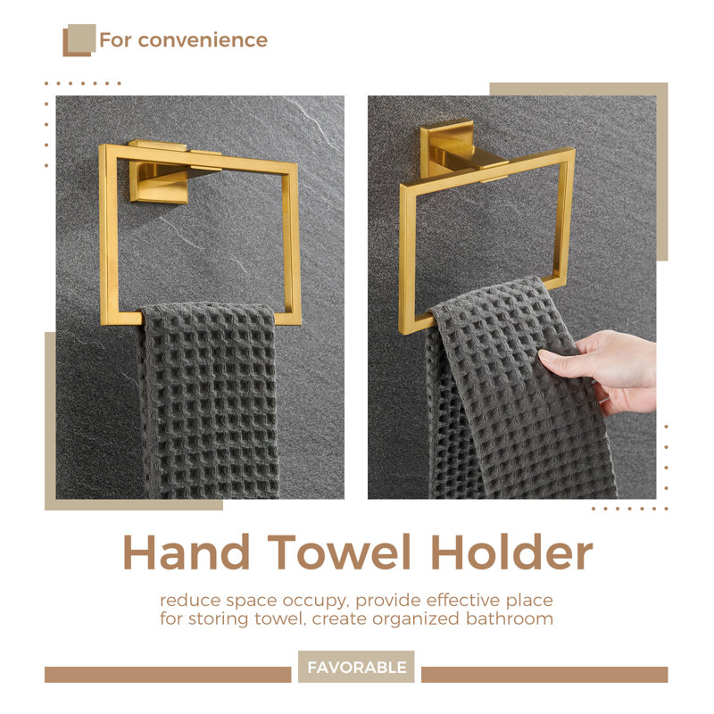 Hand Towel Holder For Bathroom Gold Bristan Square Towel Ring