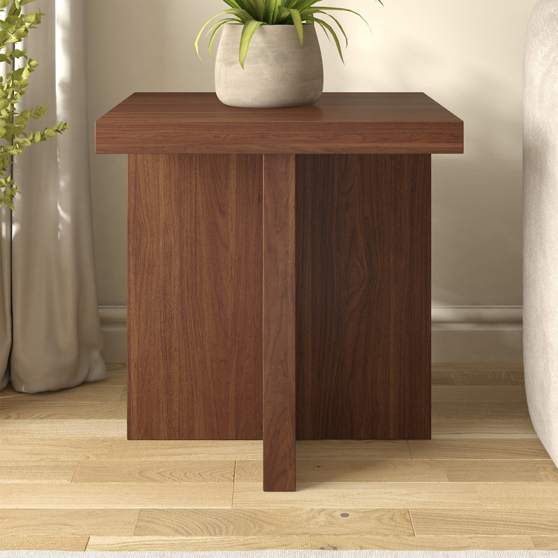 Elna Pedestal End Table, Satin Walnut