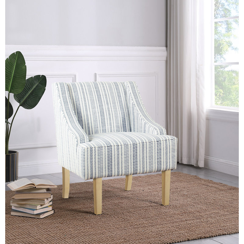 Adona Accent Chair, Blue/White Farmhouse Stripe 100% Cotton