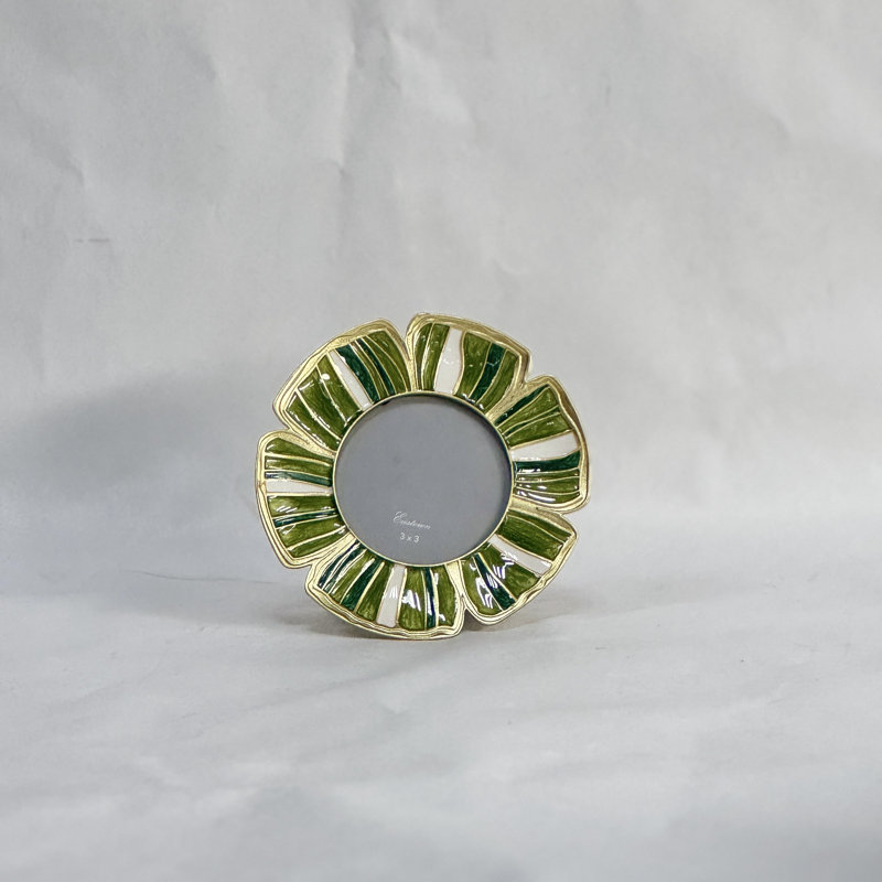Green Enamel  Picture Frame, Round