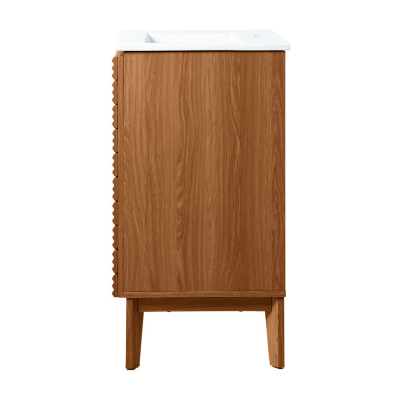 Calandre 24'' Single Bathroom Vanity with Ceramic Top, Brown