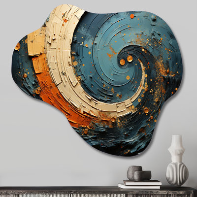 Chyenna - art abstrait en spirale asymétrique sur métal, impression murale en métal