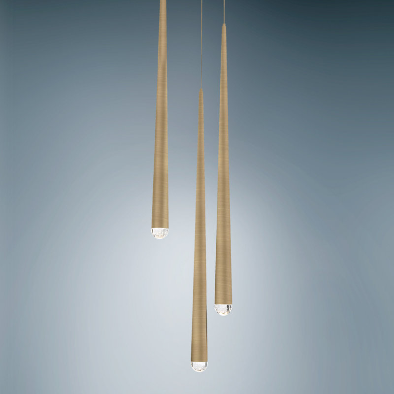 Cascade 3 - Light LED Pendant, Aged Brass