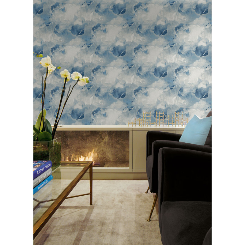 Rouleau de papier peint l 27 po x l 27 po Ashod, Bleu