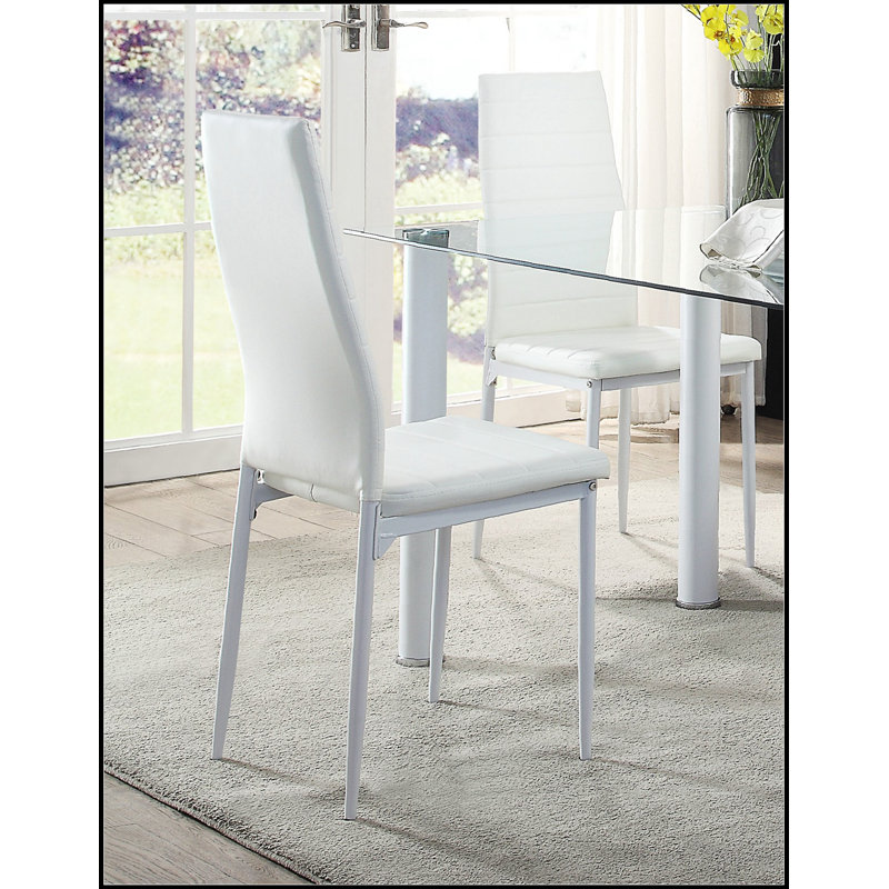 Ensemble de 2 chaises d'appoint de style moderne avec finition en métal blanc, revêtement en similicuir pour les espaces de repas et de vie contemporains