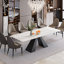 Ensemble de table de salle à manger Raliect pour 8 à 10 personnes avec table extensible en pierre frittée de 63 po à 94,5 po et 8 chaises en similicuir-441578762
