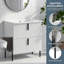 Meuble-lavabo cannelé de 30 po avec lavabo en céramique - Tiroirs à fermeture en douceur à extension complète, glissières sous le comptoir, armoire de rangement moderne avec poignées élégantes pour la salle de bain-626056449